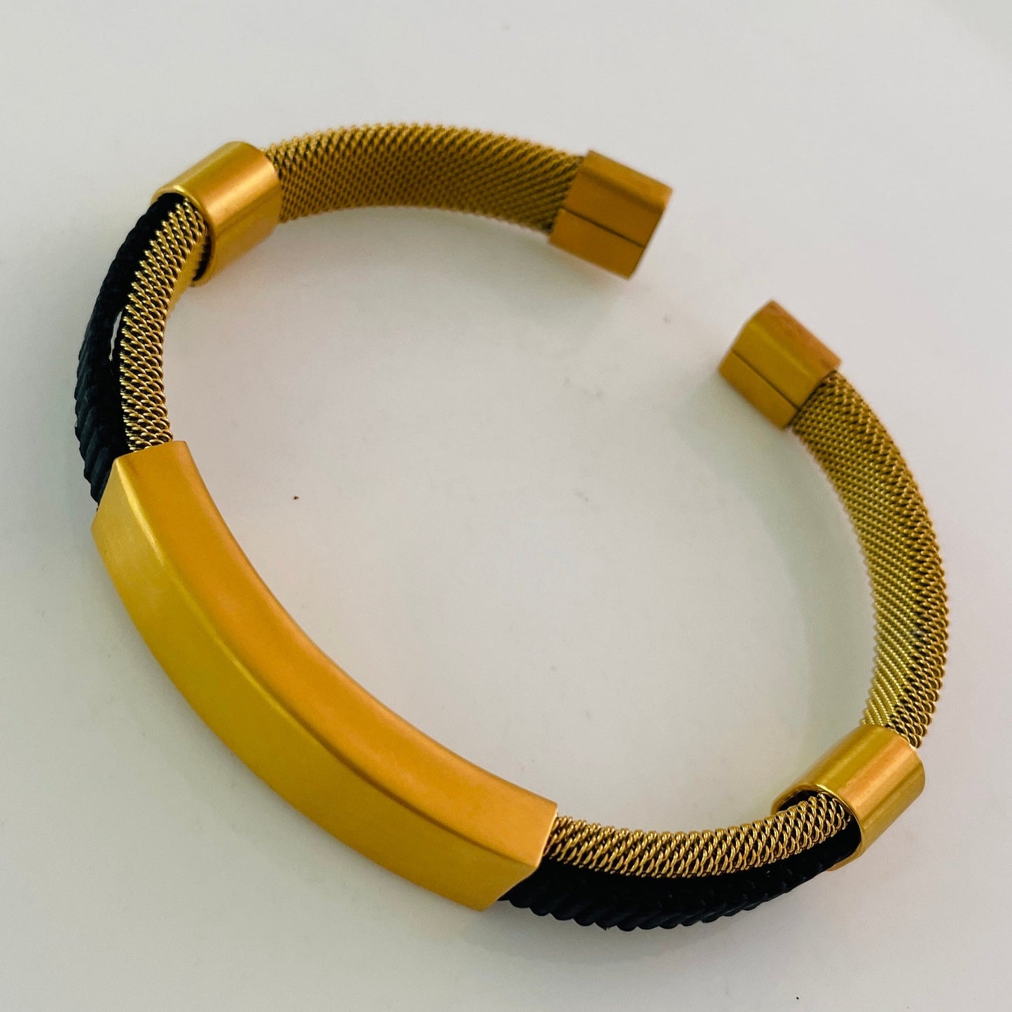 Gold and black mesh bracelet