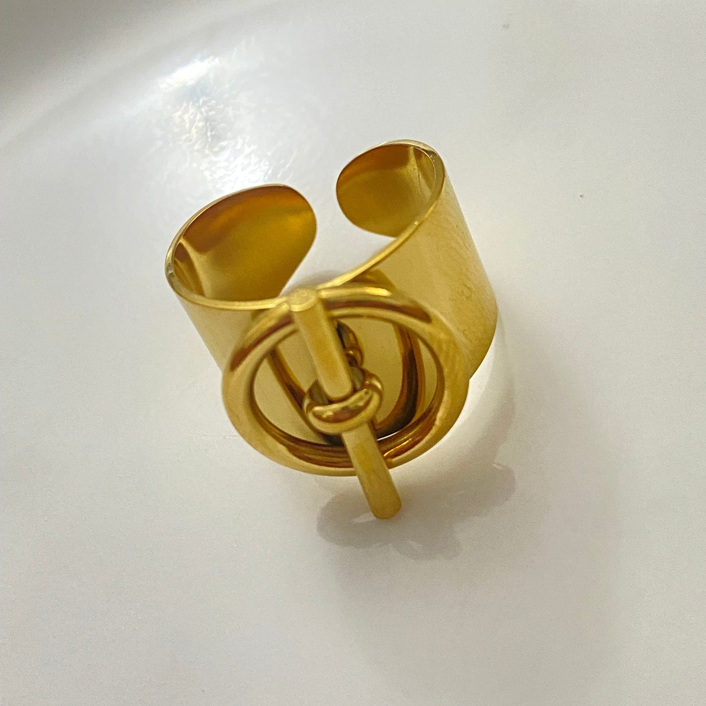 Adjustable gold and silver compas ring
