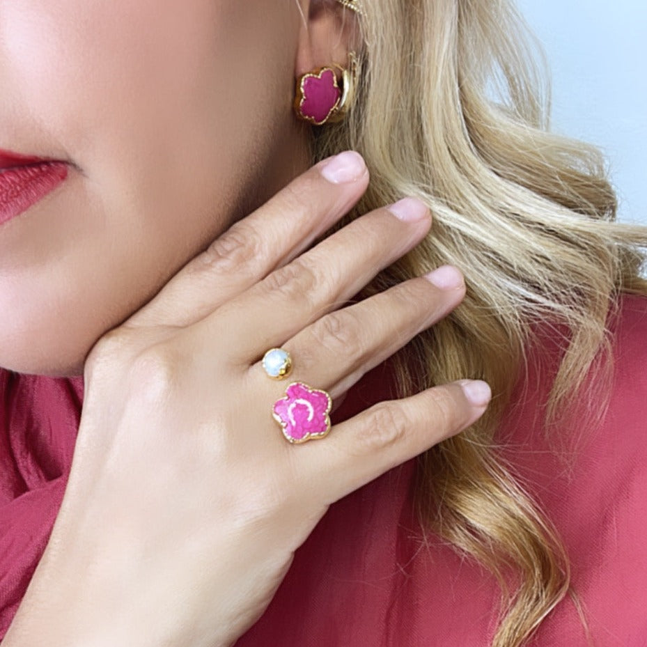CA Pink Flower Earrings