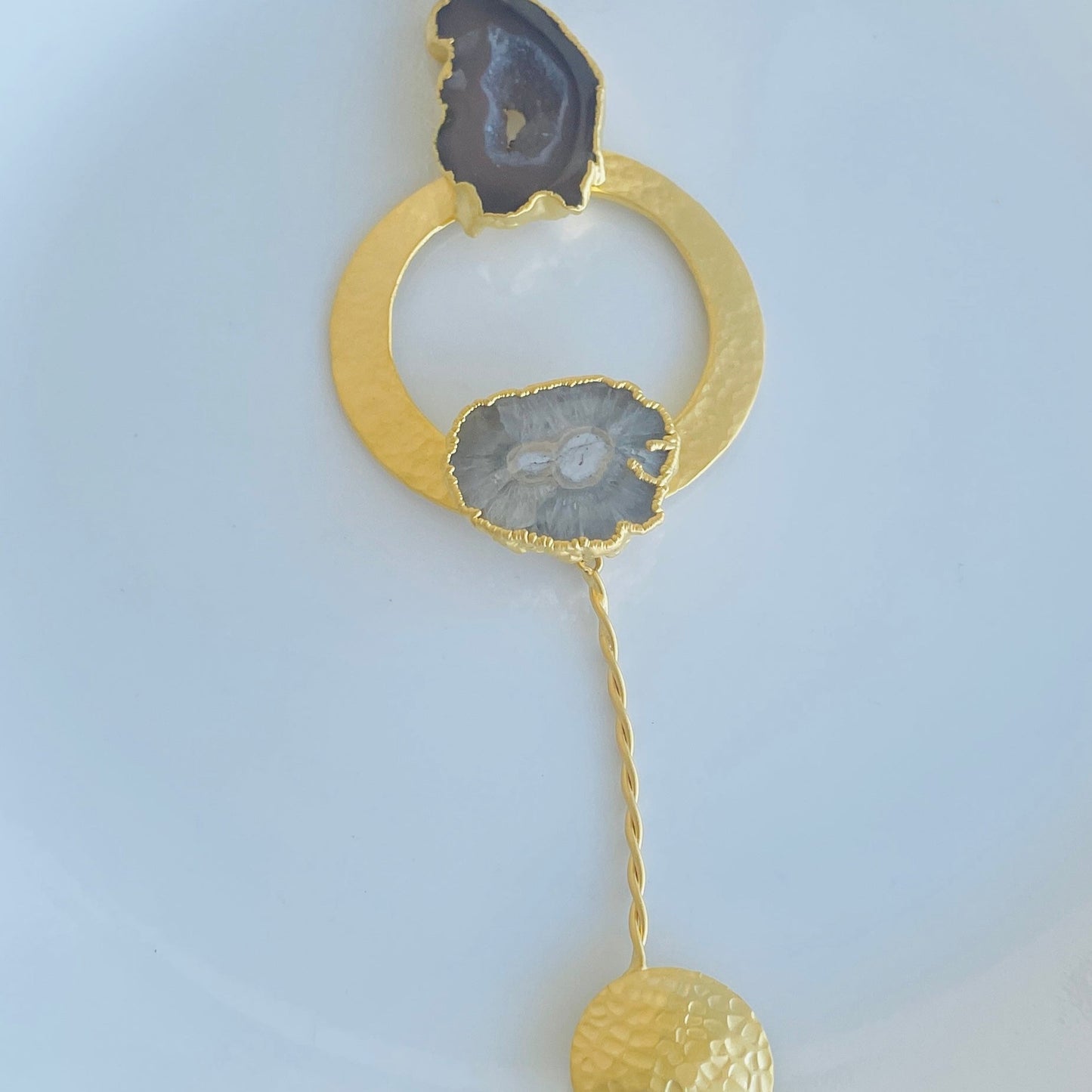 CA big Gem long Gold Necklace