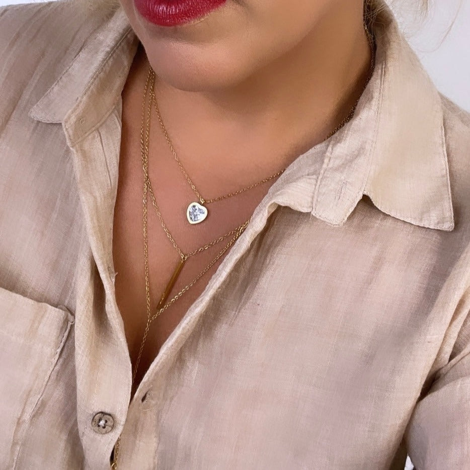 3 layered heart necklace and earrings