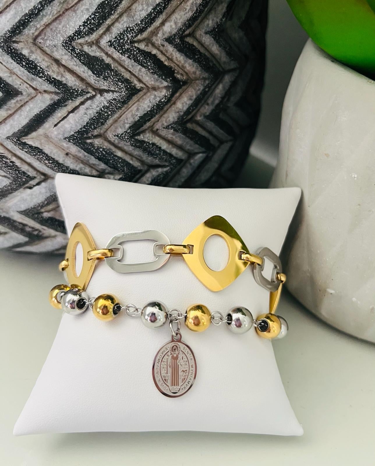 Saint 2 tone bracelet