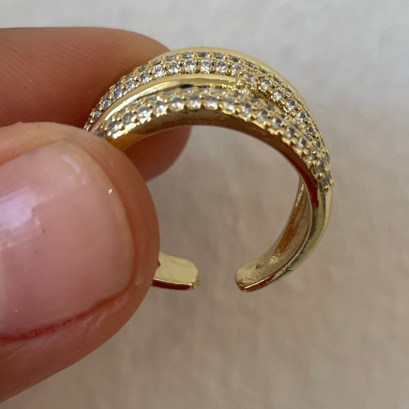 Big beauty gold chunky rhinestone ring