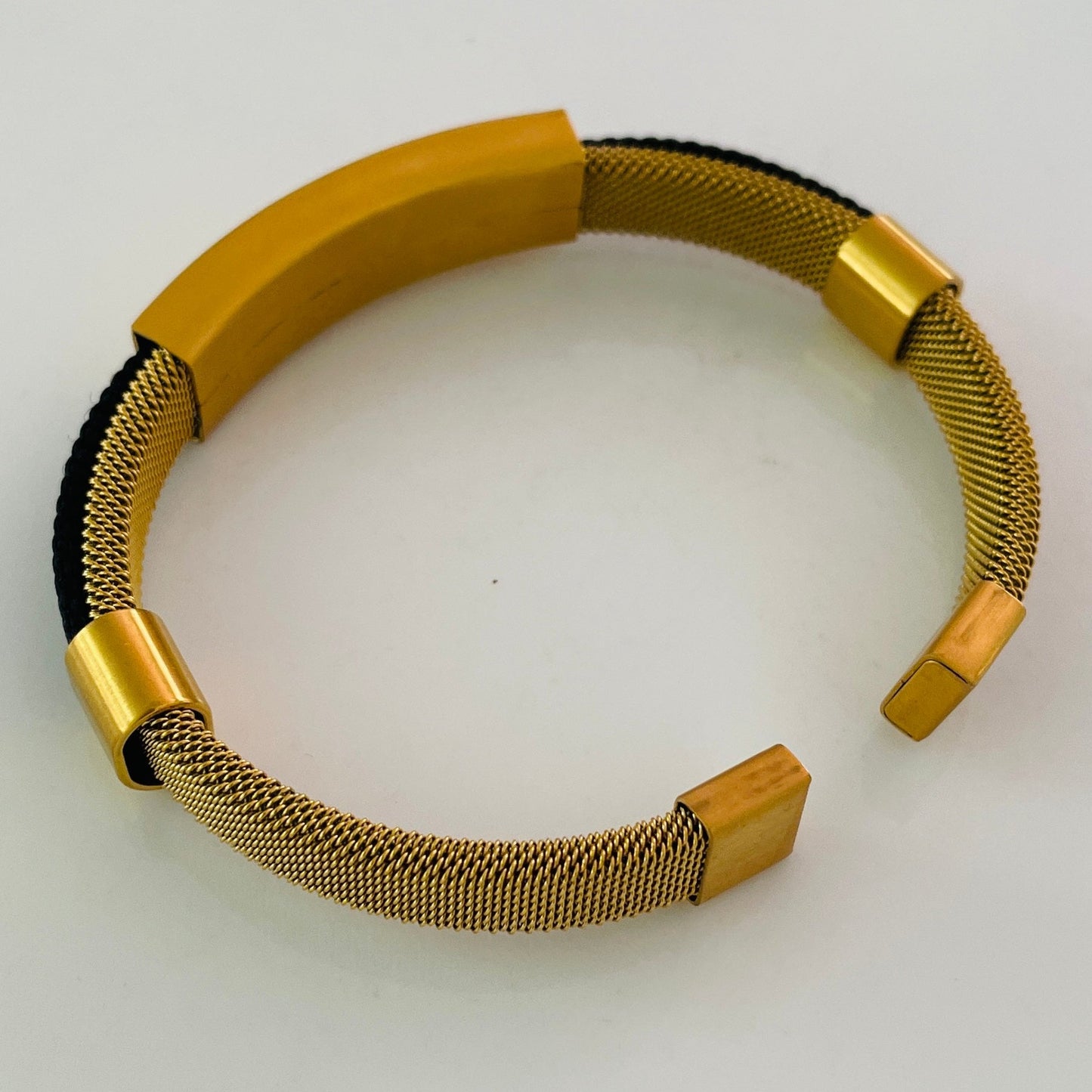 Gold and black mesh bracelet