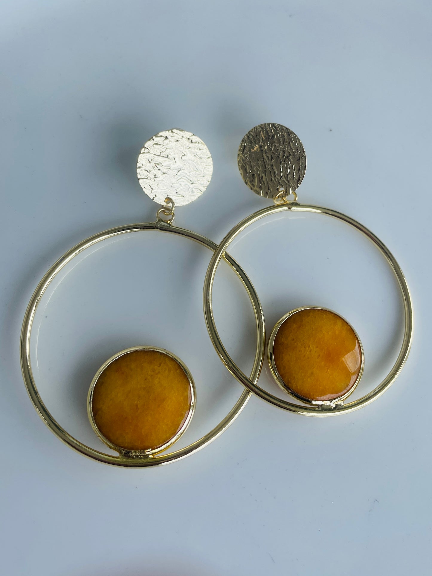 CA Yellow and Gold Round Earrings