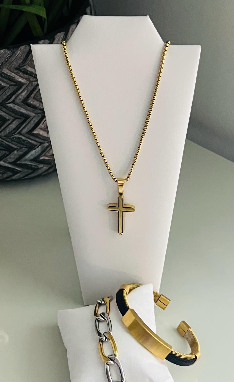 Stainless steel gold cross