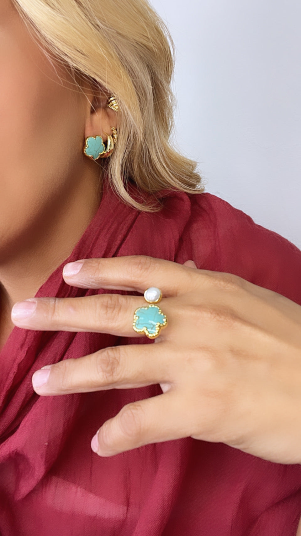 CA Turquoise Flower Earrings