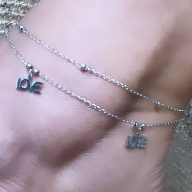 Silver Love anklet bracelet
