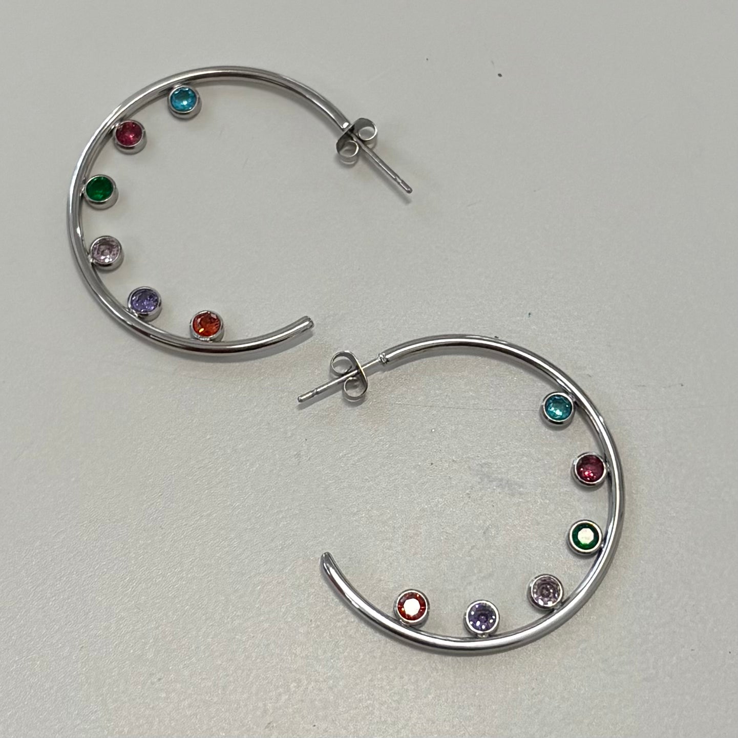 Doted colorful gold hoop earrings