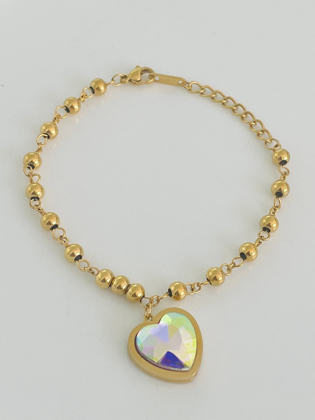 Iridescent heart bracelet