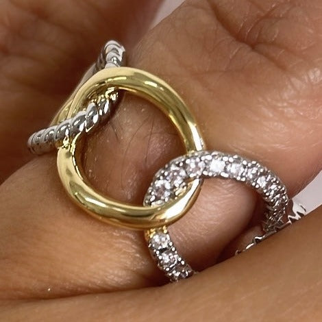 All around two tone loop ring