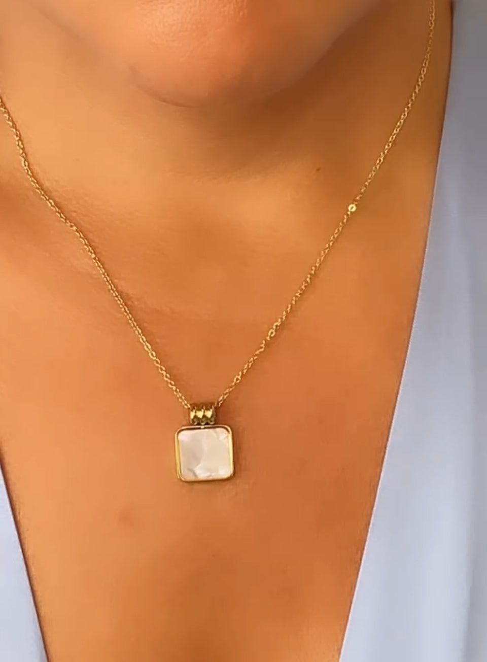 Square opal necklace