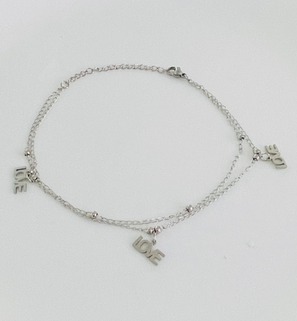 Silver Love anklet bracelet