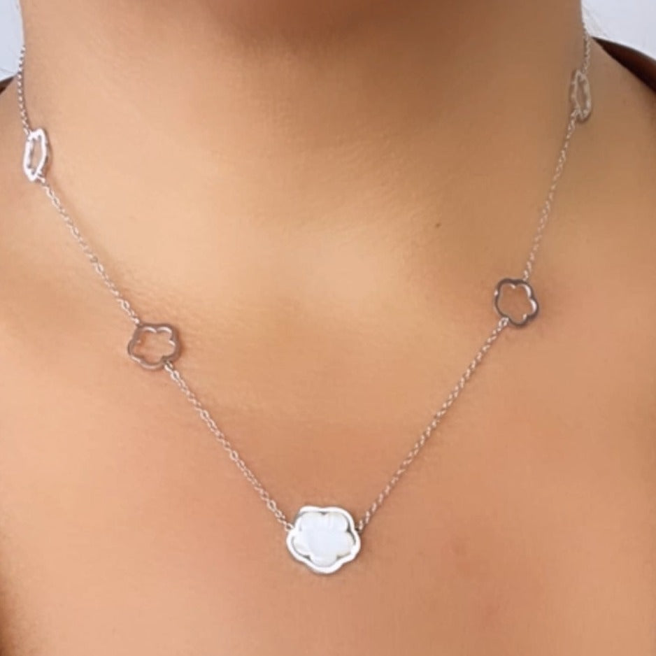 Silver flower necklace