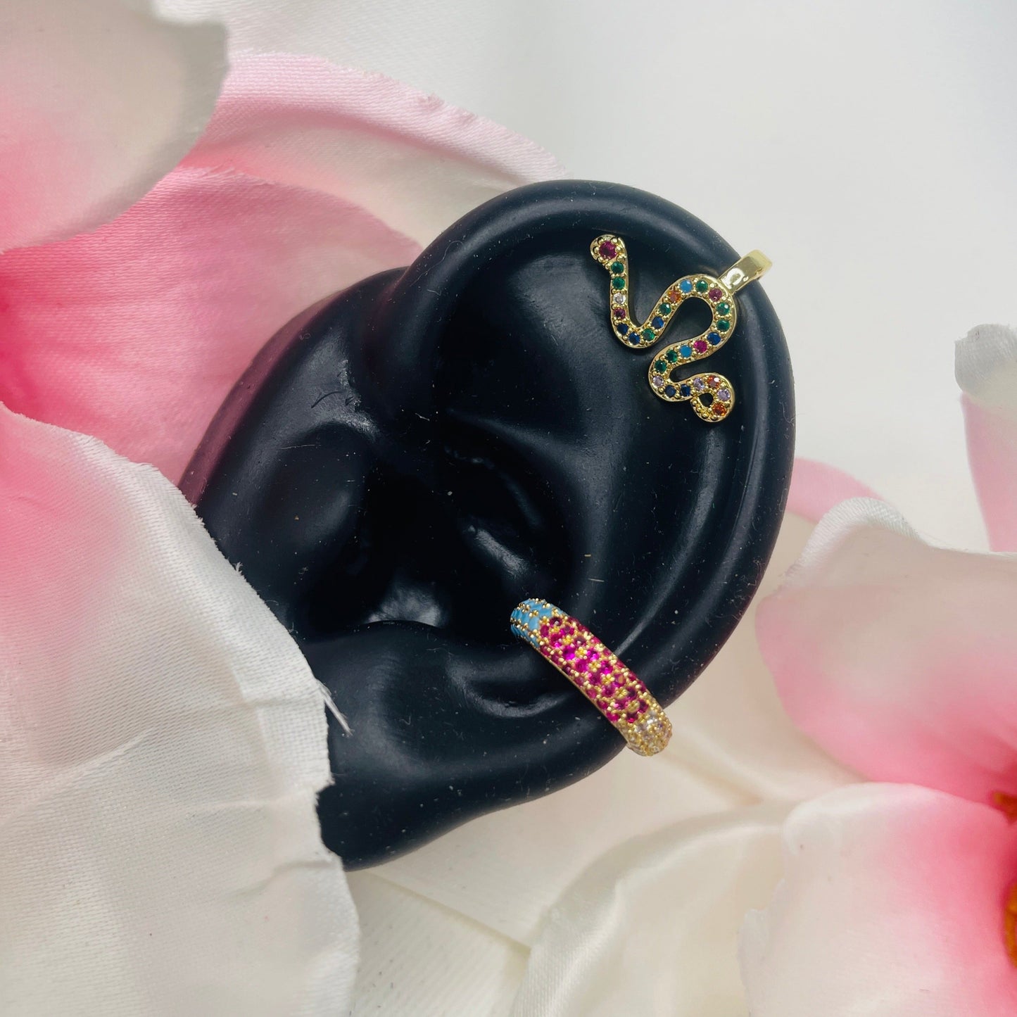 Colored gem Snake ear cuff