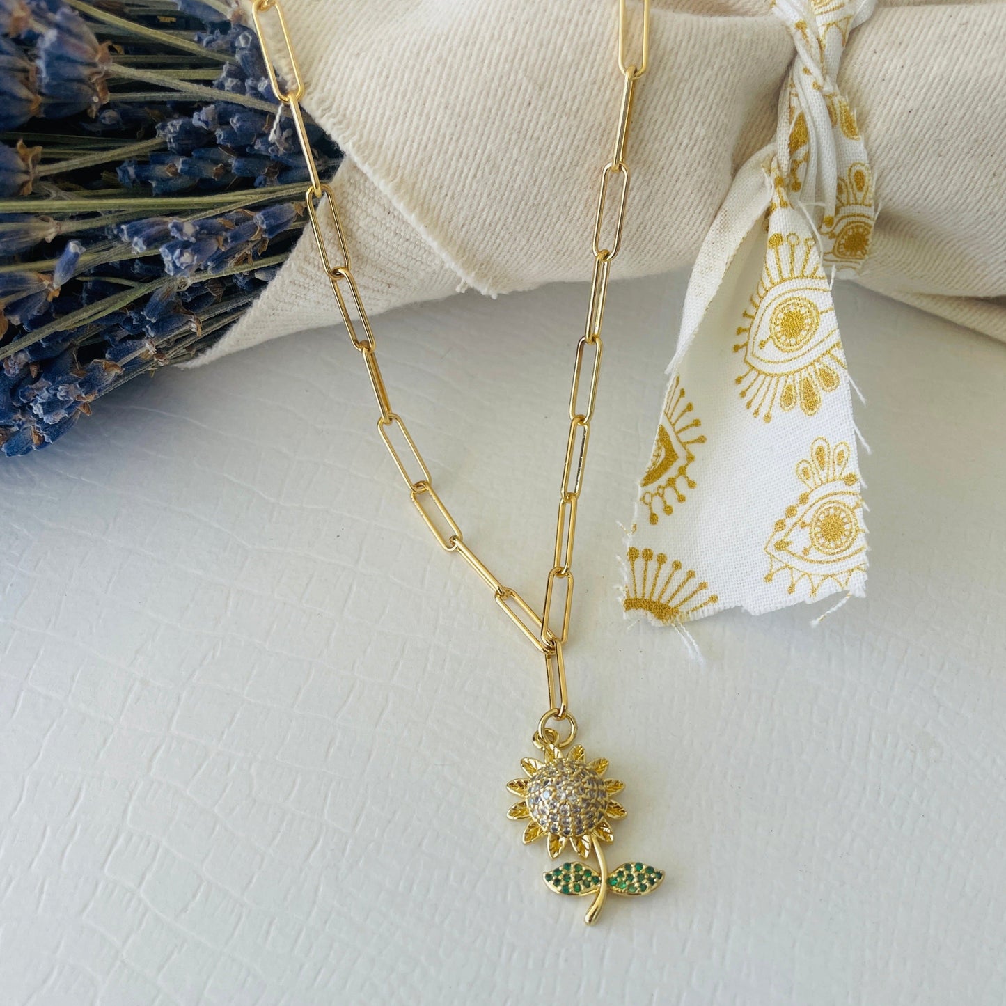 See the sunflower necklace