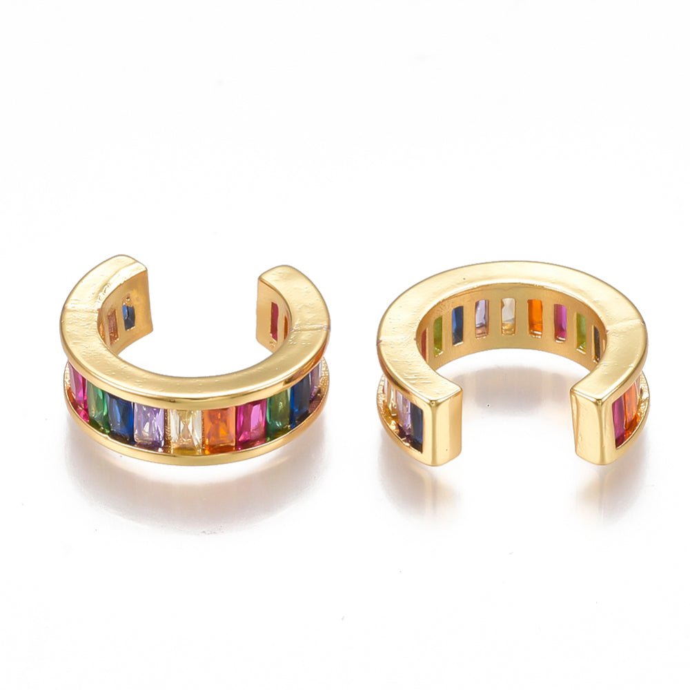 Mixed color cubic ear cuff