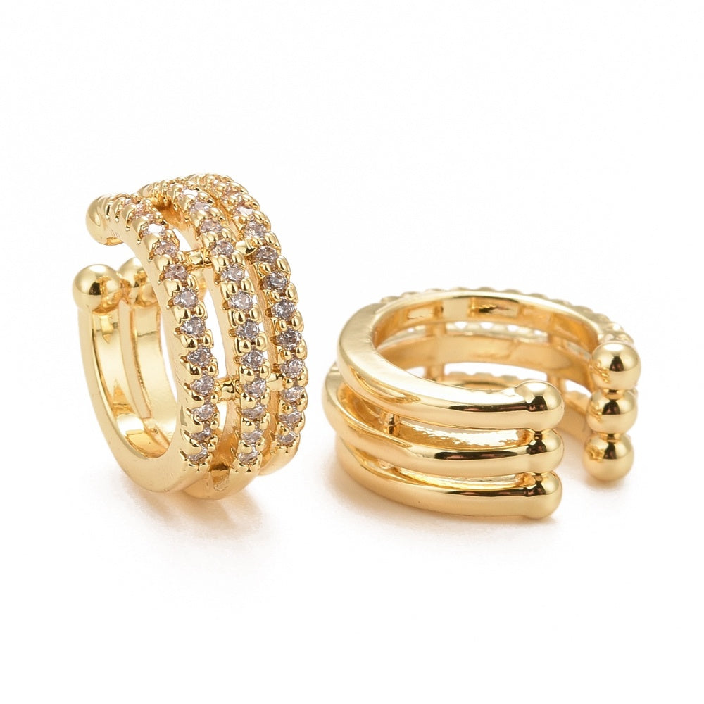 Triple rhinestone ear cuff
