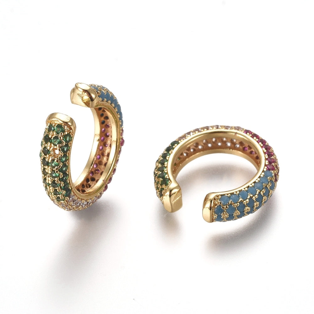 Colored zirconia cuff earrings