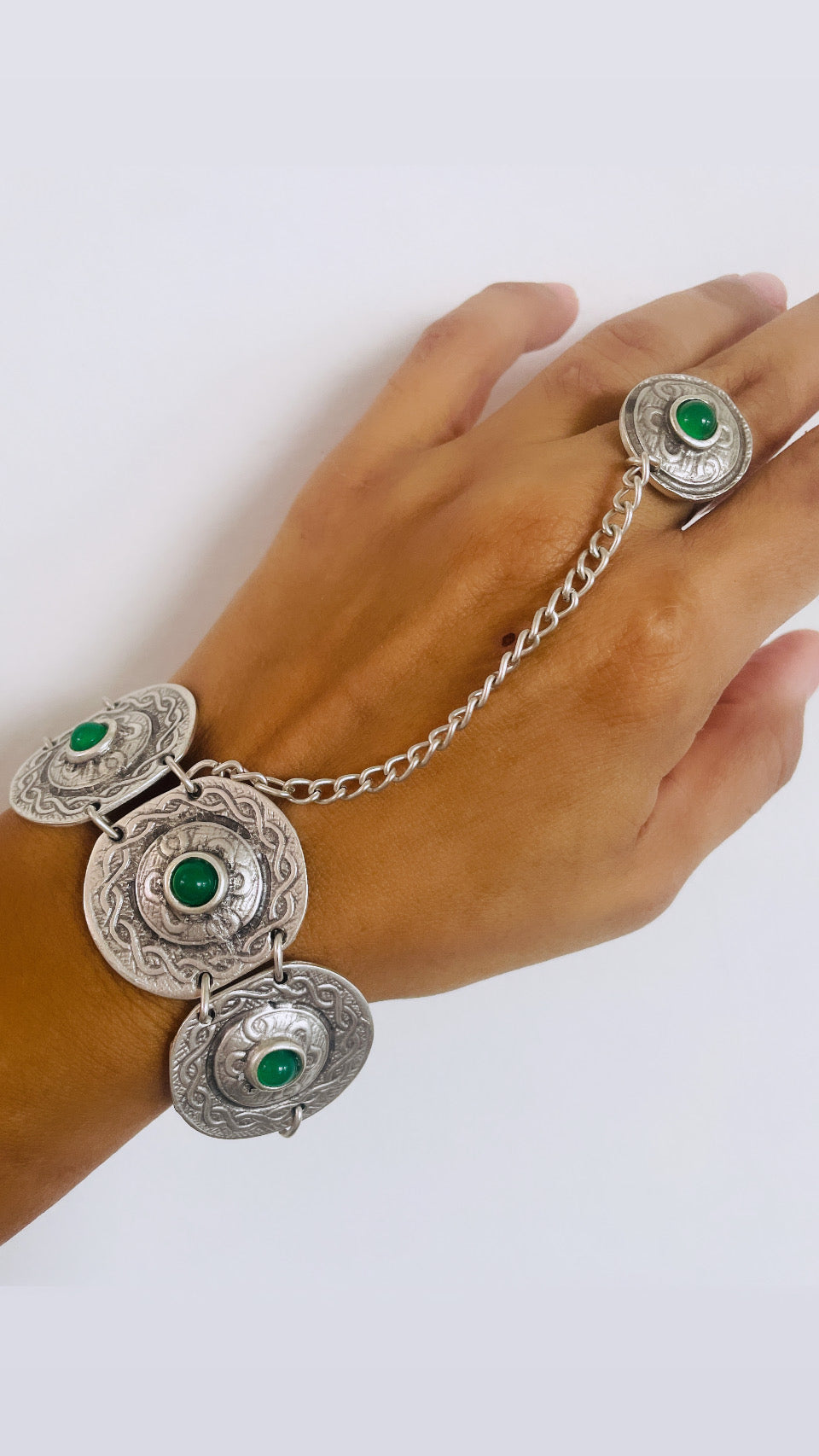 CA Green and Silver Ring and Bracelet