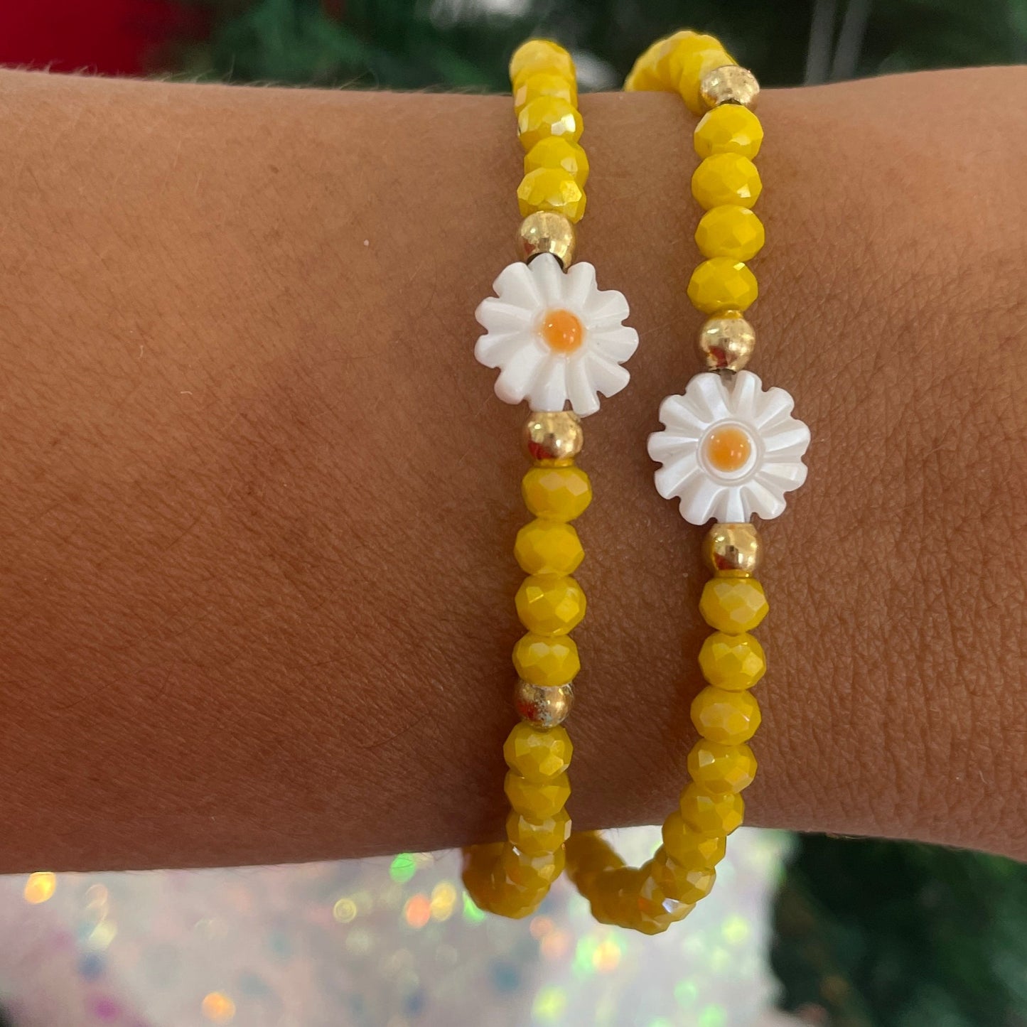 Yellow daisy bracelets