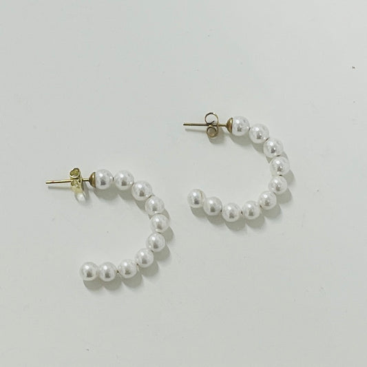 1/2 hoop pearl earrings