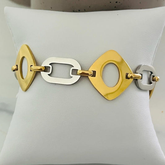 2 tone geometric bracelet