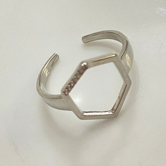 Geometric silver Adjustable ring