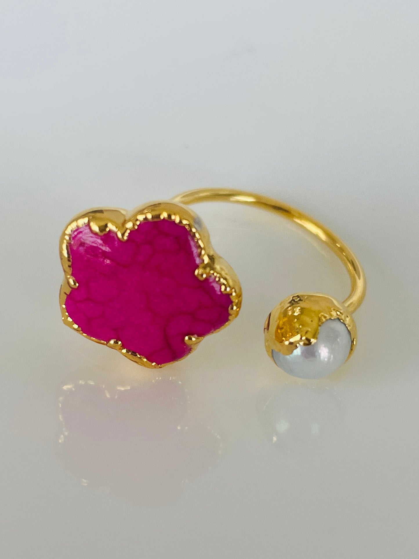 CA Gold and Pink Flower Ring