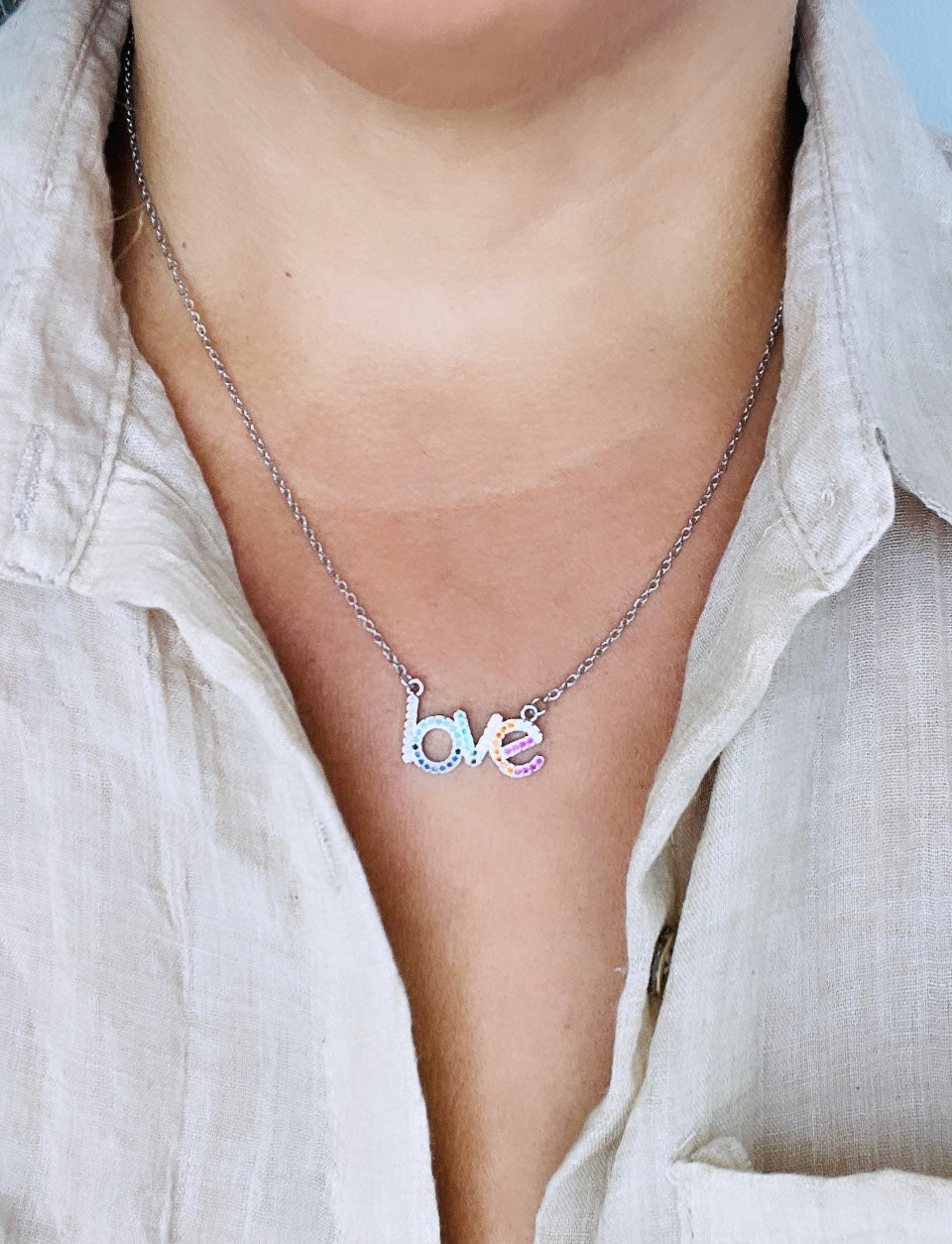 Love is love silver necklace