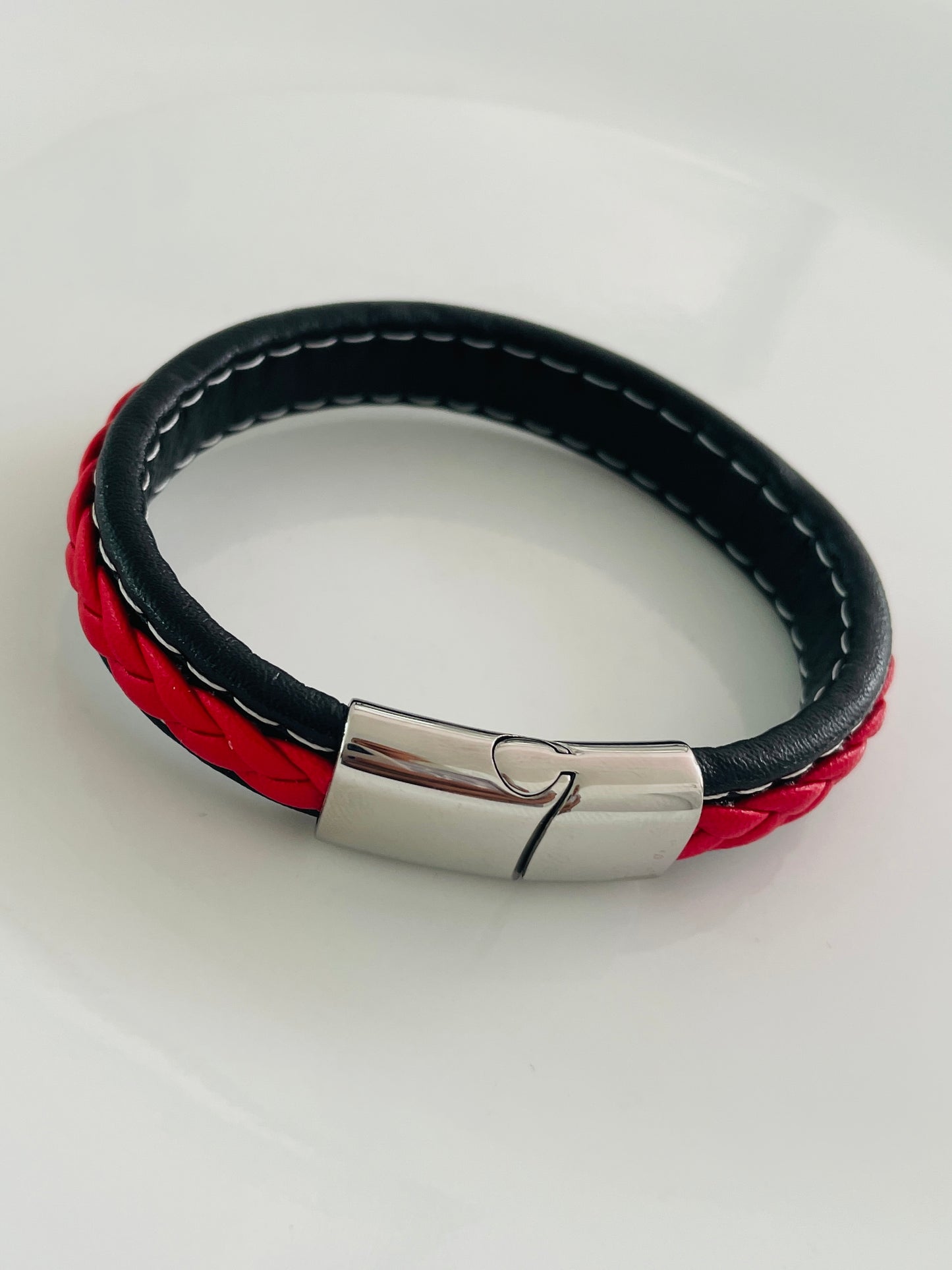 Red and black stainless steel bracelet