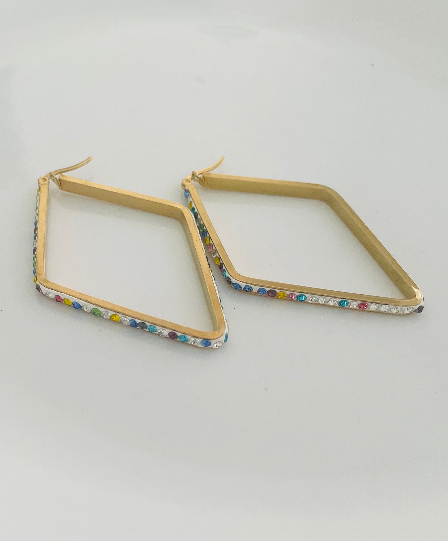 Gem gold stainless steel earrings