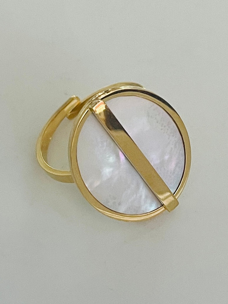 Opal gold adjustable ring