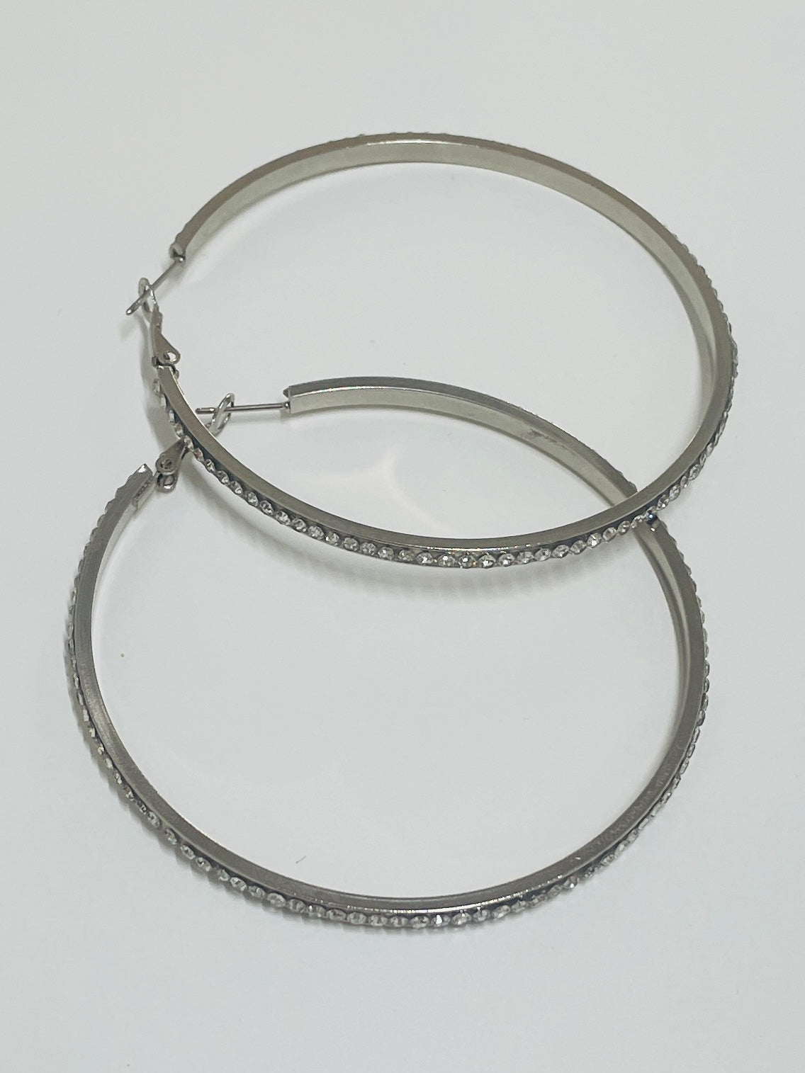 Sparkling silver hoop earrings