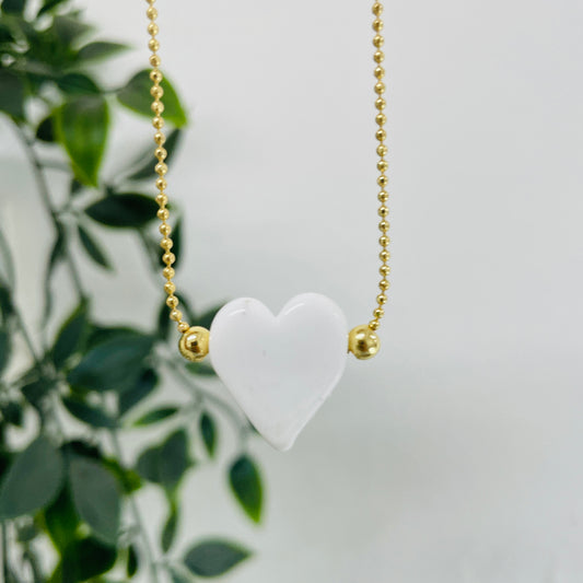 Simple white heart necklace