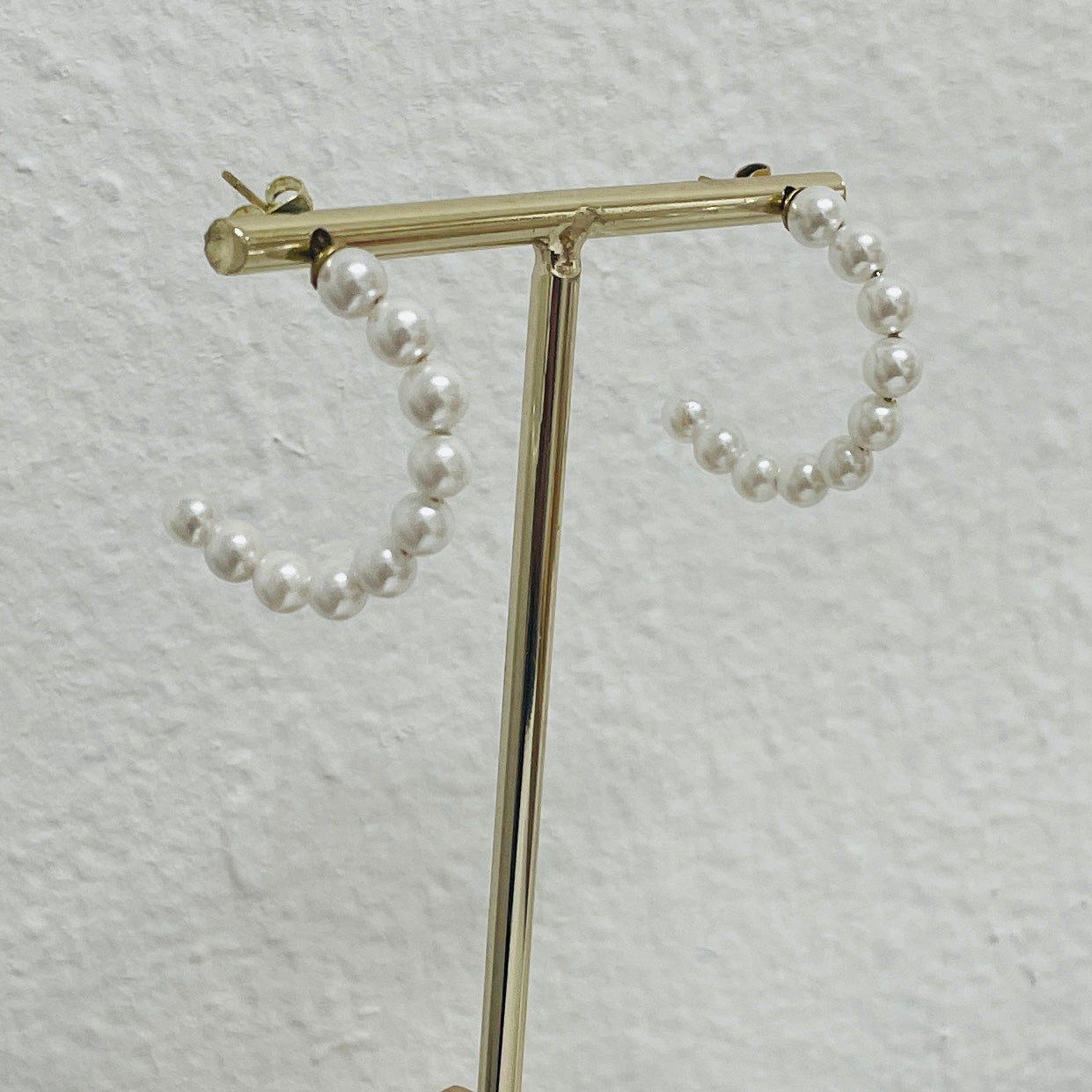 1/2 hoop pearl earrings