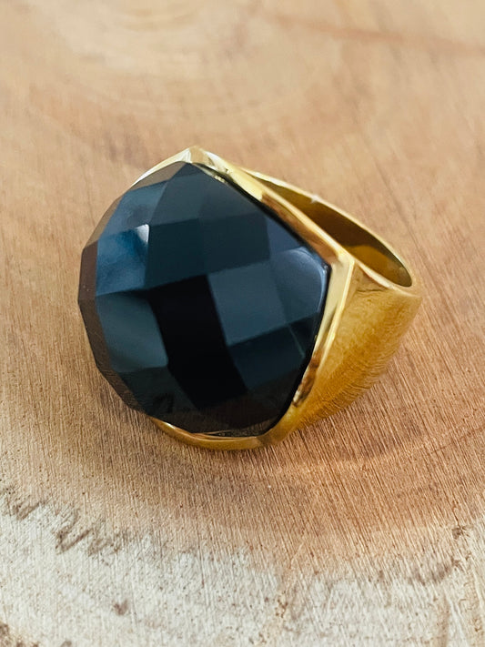 Big black rhinestone ring