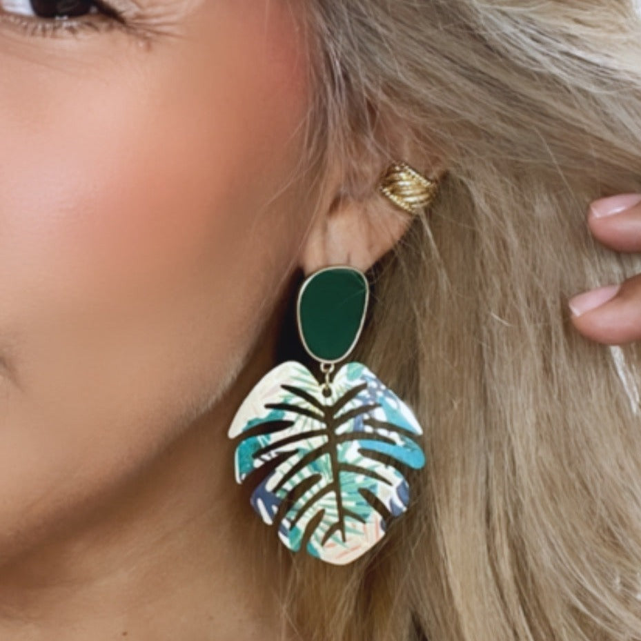 Tropical green earrings