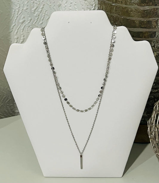 Silver layered necklace