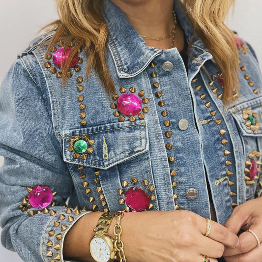 Pink detailed Denim Jacket