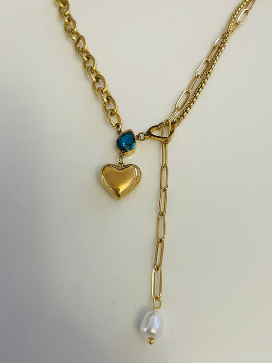 Textured heart golden necklace