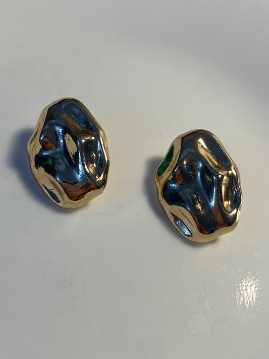 Gold stud earrings