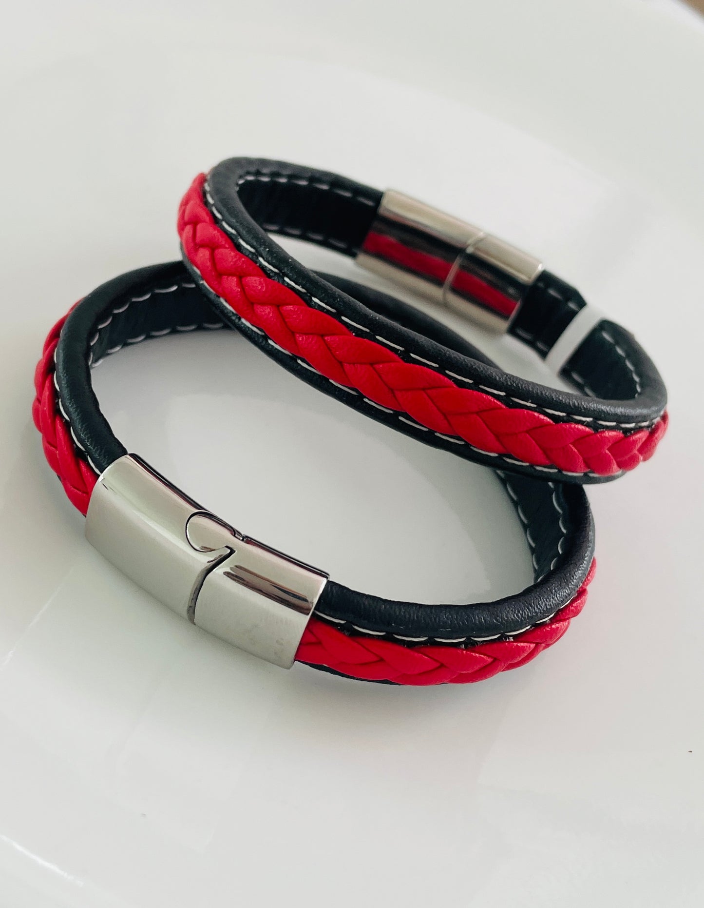 Red and black stainless steel bracelet