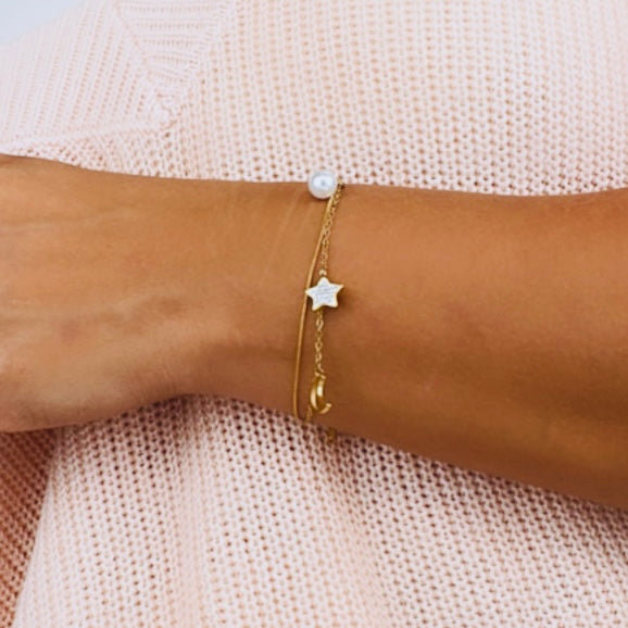 Moon stars and pearl bracelet