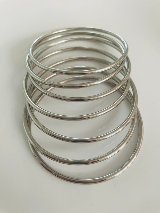 Silver 7 layer bracelet set