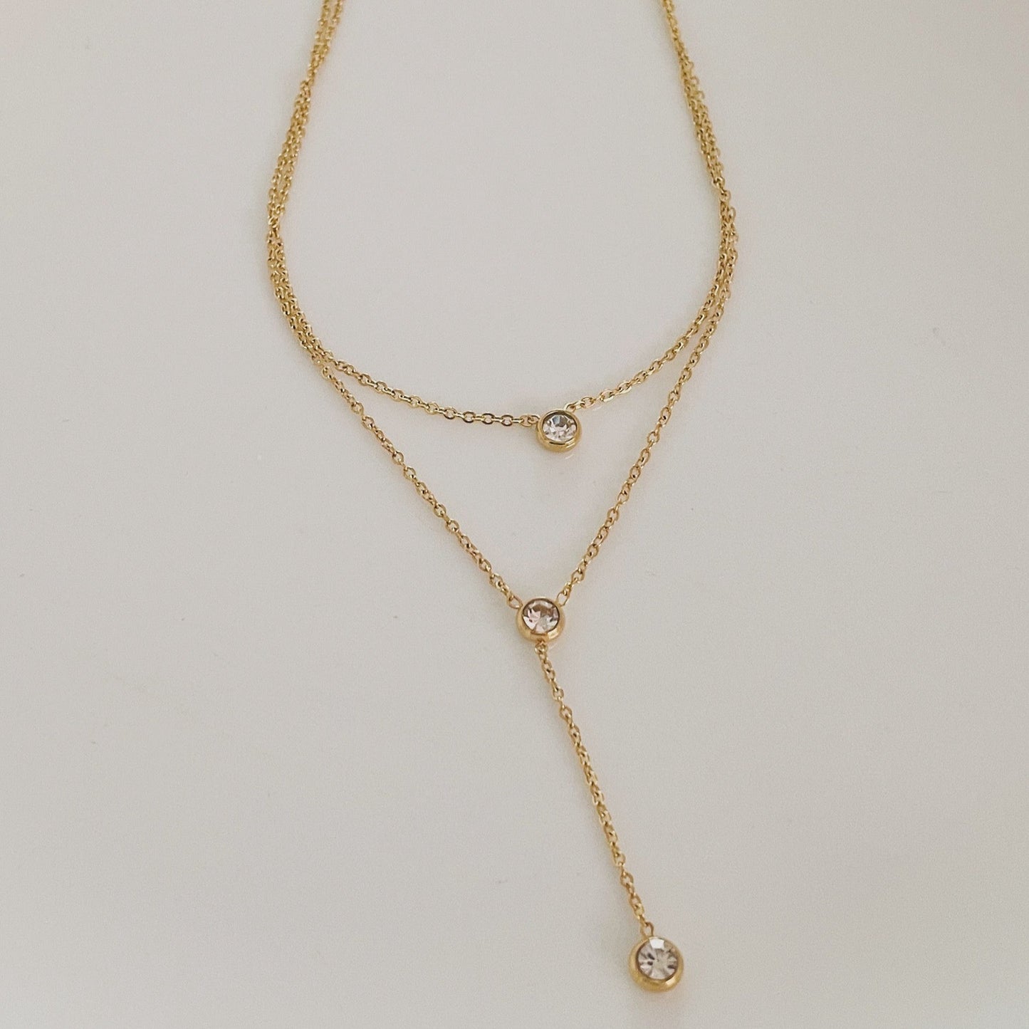 3 Rhinestone gold  necklace