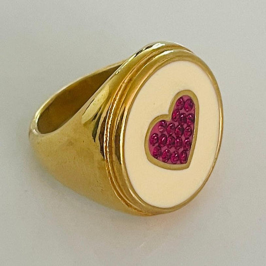 Heart and stone gold ring