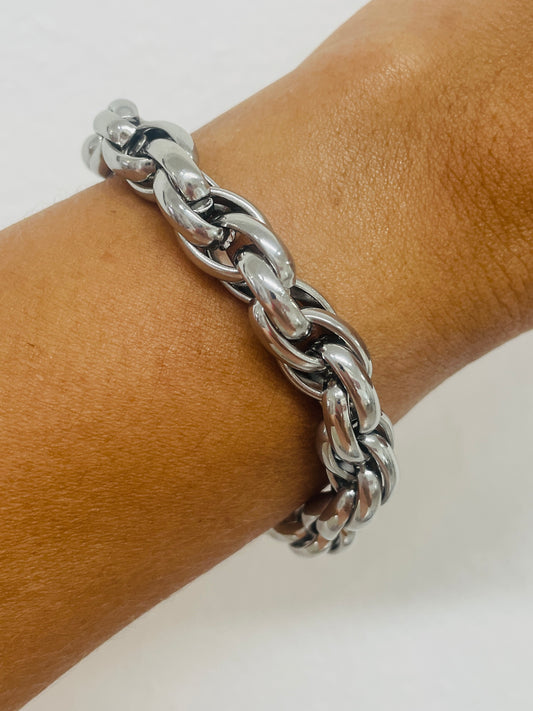 Unisex Big chunky silver bracelet