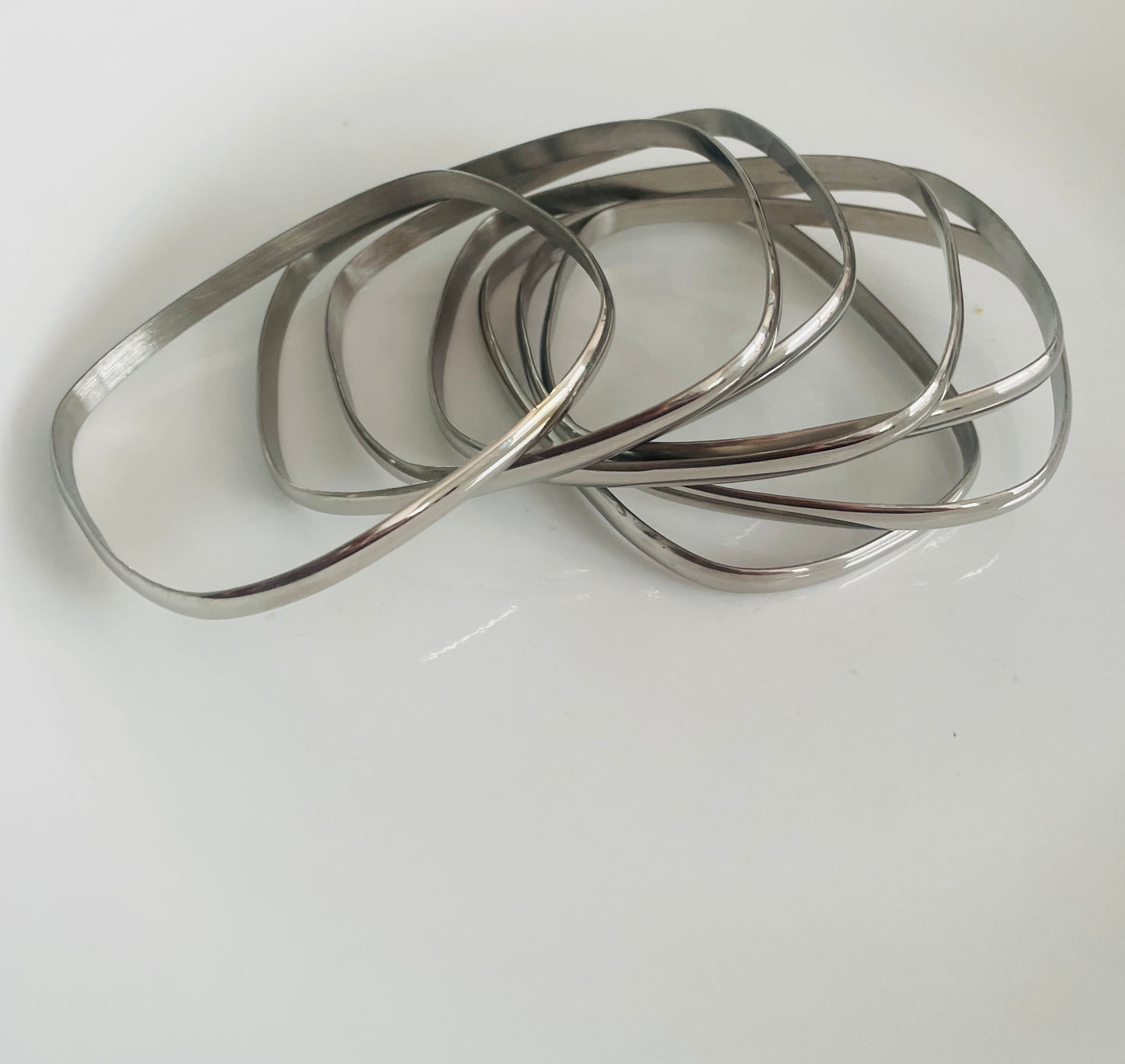 Silver square bangle set