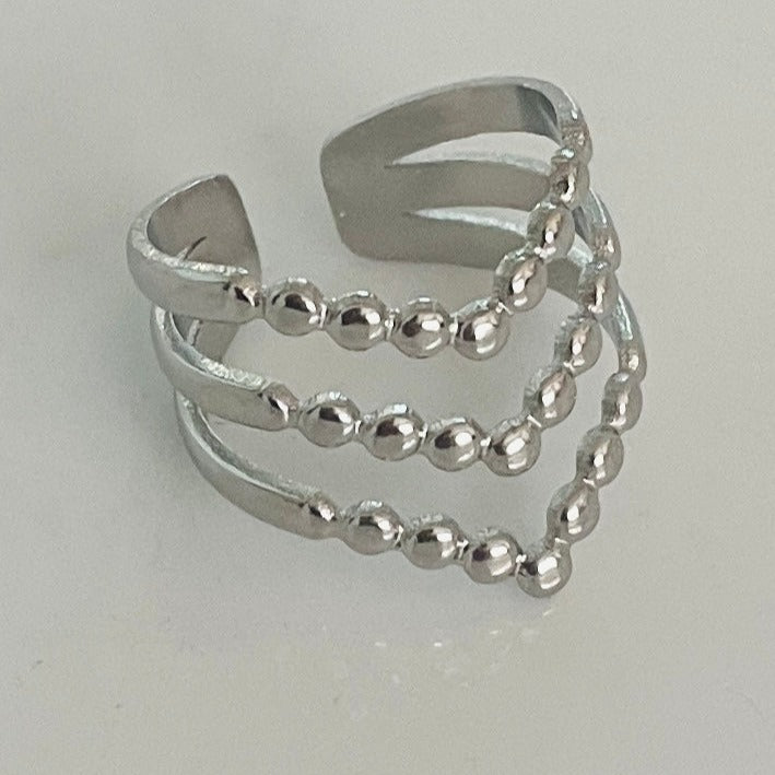 3 layered silver dots ring